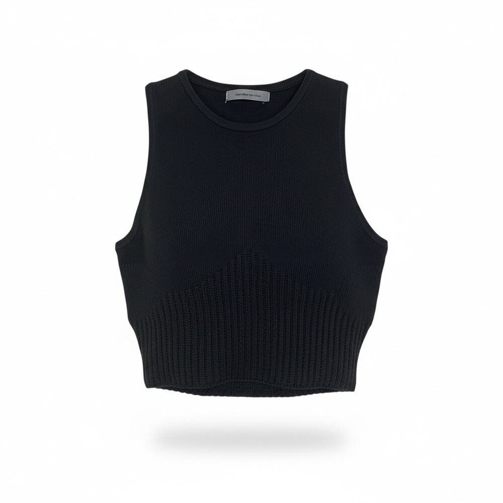 NWT Maniere De Voir Knitted Contour Top Black Size Large